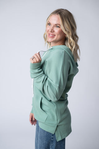 IN STOCK Kacey Ribbed Hoodie - Sage - Bray and Em Boutique