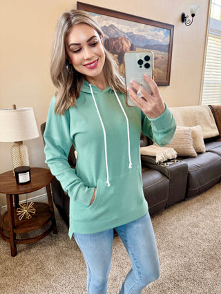 IN STOCK Kacey Ribbed Hoodie - Sage - Bray and Em Boutique