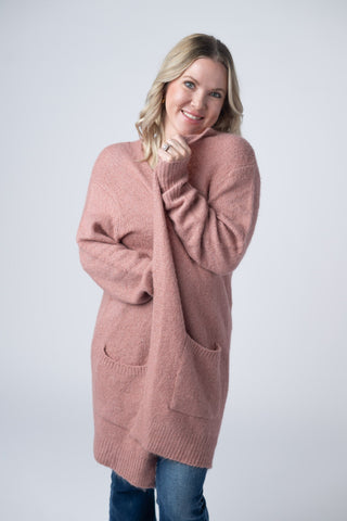 IN STOCK Madison Cozy Cardigan - Dusty Rose - Bray and Em Boutique