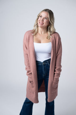 IN STOCK Madison Cozy Cardigan - Dusty Rose - Bray and Em Boutique