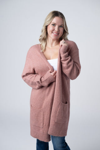 IN STOCK Madison Cozy Cardigan - Dusty Rose - Bray and Em Boutique