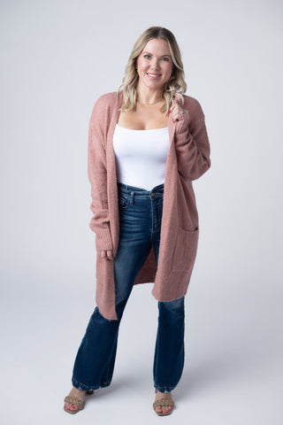 IN STOCK Madison Cozy Cardigan - Dusty Rose - Bray and Em Boutique