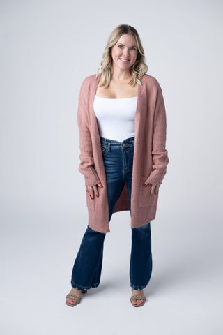 IN STOCK Madison Cozy Cardigan - Dusty Rose - Bray and Em Boutique