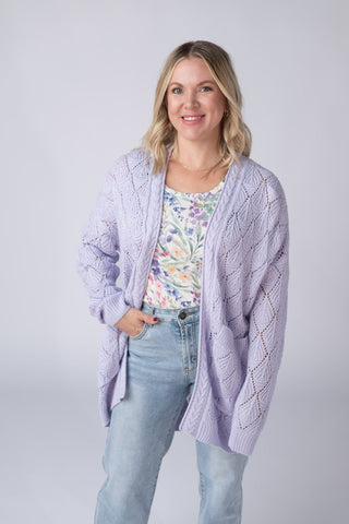 IN STOCK Open Knit Cardigan - Lavender - Bray and Em Boutique