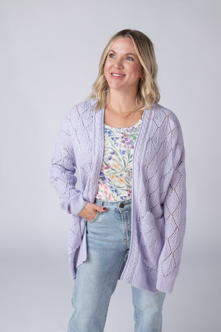 IN STOCK Open Knit Cardigan - Lavender - Bray and Em Boutique