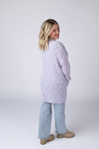 IN STOCK Open Knit Cardigan - Lavender - Bray and Em Boutique