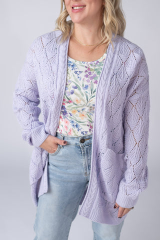 IN STOCK Open Knit Cardigan - Lavender - Bray and Em Boutique