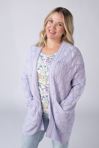 IN STOCK Open Knit Cardigan - Lavender - Bray and Em Boutique