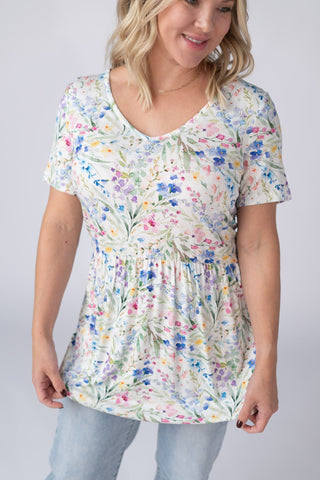 IN STOCK Sarah Ruffle Short Sleeve - Cottage Floral - Bray and Em Boutique