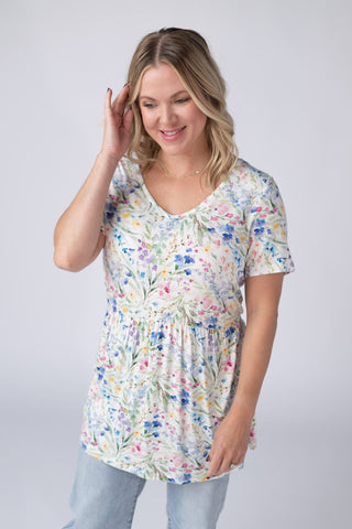 IN STOCK Sarah Ruffle Short Sleeve - Cottage Floral - Bray and Em Boutique