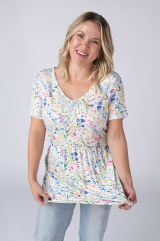IN STOCK Sarah Ruffle Short Sleeve - Cottage Floral - Bray and Em Boutique