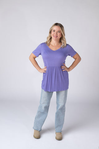 IN STOCK Sarah Ruffle Short Sleeve - Periwinkle Purple - Bray and Em Boutique