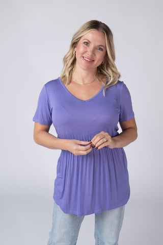 IN STOCK Sarah Ruffle Short Sleeve - Periwinkle Purple - Bray and Em Boutique