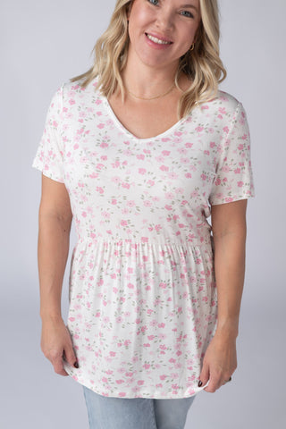 IN STOCK Sarah Ruffle Short Sleeve - Pretty in Pink Floral - Bray and Em Boutique