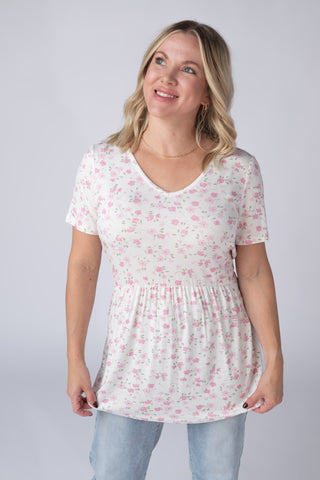 IN STOCK Sarah Ruffle Short Sleeve - Pretty in Pink Floral - Bray and Em Boutique