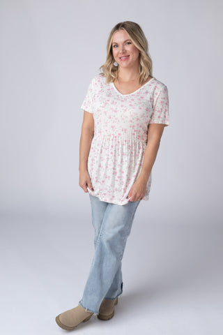 IN STOCK Sarah Ruffle Short Sleeve - Pretty in Pink Floral - Bray and Em Boutique