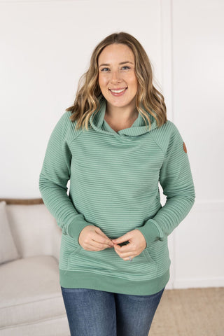 IN STOCK Tatum Textured Pullover Hoodie - Sea Green - Bray and Em Boutique