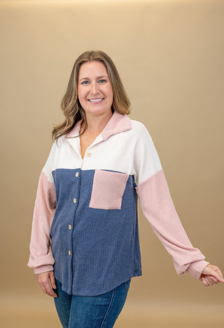 In The Lines Button Down Top - Bray and Em Boutique