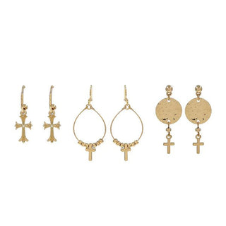 It Will Be Just Fine Cross Earring Set - Bray and Em Boutique
