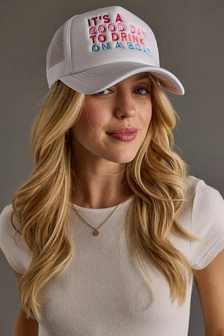 "It's a good day to drink on a boat" Baseball Hat - Bray and Em Boutique