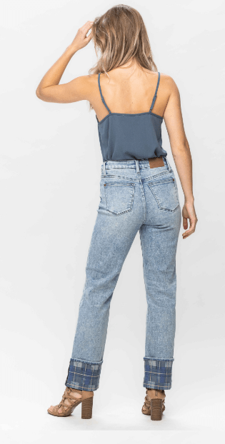 JB HW Vintage Plaid Cuff Straight - Bray and Em Boutique