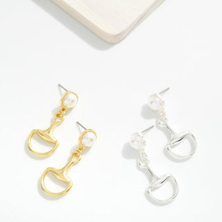 JUDSON Horsebit & Pearl Drop Earrings - Bray and Em Boutique