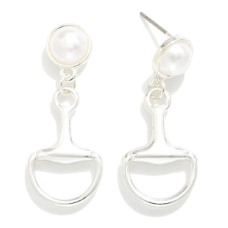 JUDSON Horsebit & Pearl Drop Earrings - Bray and Em Boutique
