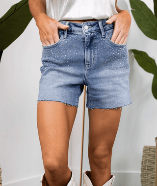 Judy Blue A Little Pizazz Rhinestone Shorts - Bray and Em Boutique