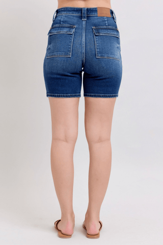 Judy Blue HW Back Flap Pocket Bermuda Shorts - Bray and Em Boutique