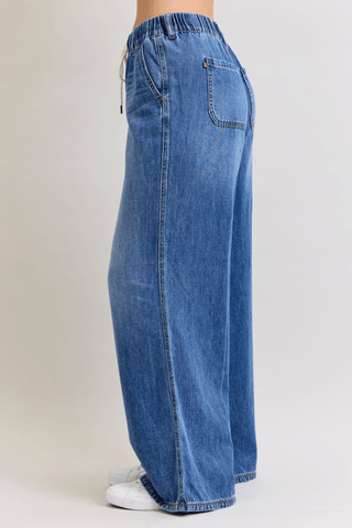 Judy Blue HW Bella Blue Palazzo Pants - Bray and Em Boutique