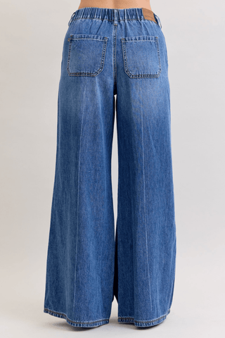Judy Blue HW Bella Blue Palazzo Pants - Bray and Em Boutique