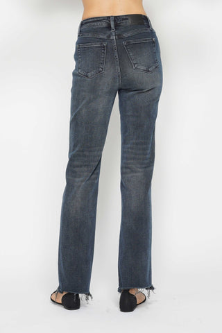 Judy Blue HW Button Fly Straight Jeans - Bray and Em Boutique