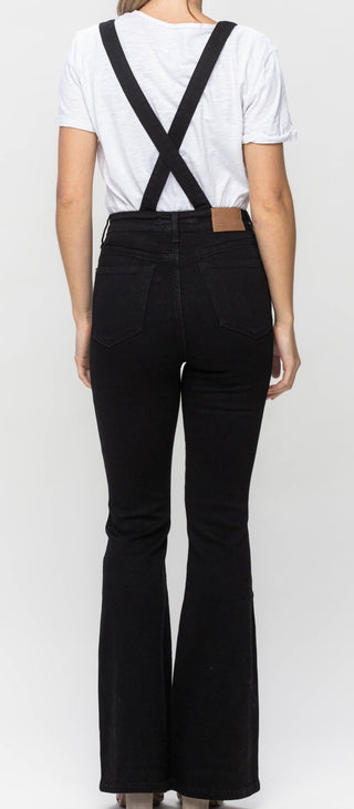 Judy Blue HW Control Top Black Flare Overall - Bray and Em Boutique
