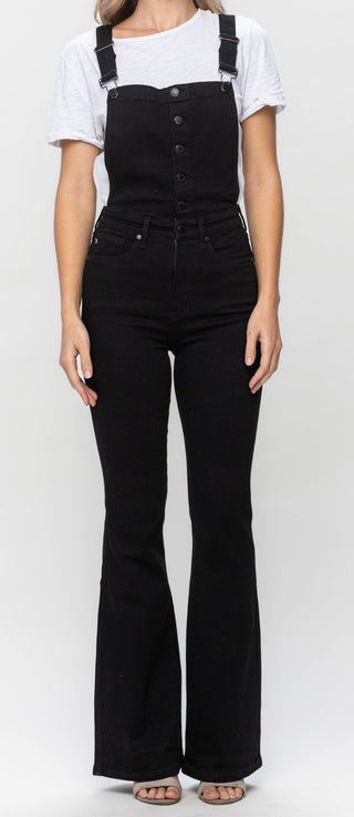 Judy Blue HW Control Top Black Flare Overall - Bray and Em Boutique