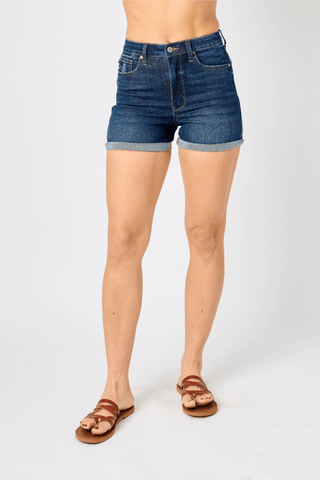 Judy Blue HW Evolving Reflections Cuffed Shorts - Bray and Em Boutique