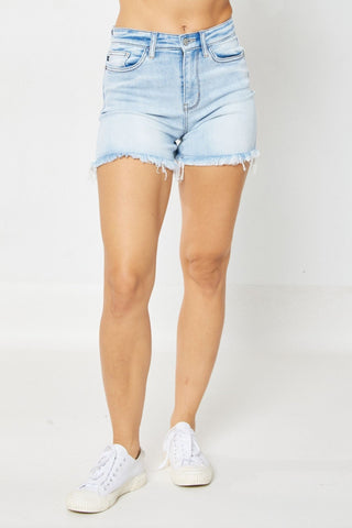 Judy Blue HW Frayed Hem Denim Shorts - Bray and Em Boutique