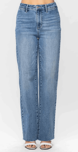 Judy Blue HW Raw Hem Wide Leg - Bray and Em Boutique