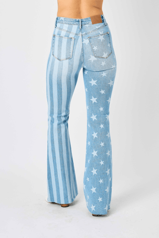 Judy Blue HW Stars And Stripes Flare Jeans - Bray and Em Boutique