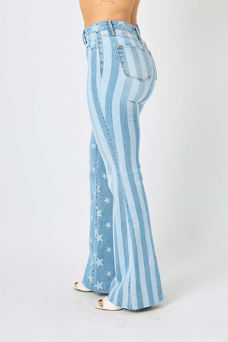Judy Blue HW Stars And Stripes Flare Jeans - Bray and Em Boutique