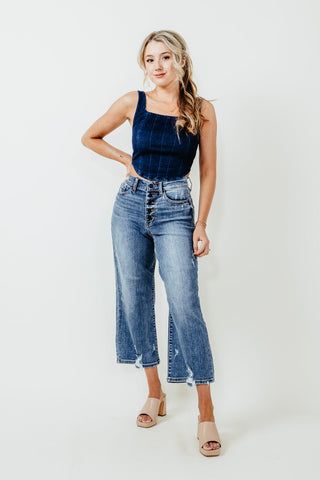Judy Blue Jam Out HW Buttonfly Crop - Bray and Em Boutique