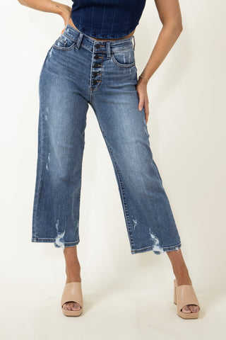 Judy Blue Jam Out HW Buttonfly Crop - Bray and Em Boutique