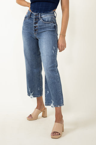 Judy Blue Jam Out HW Buttonfly Crop - Bray and Em Boutique
