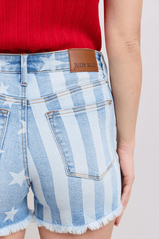 Judy Blue MR Americana Frey Hem Shorts - Bray and Em Boutique