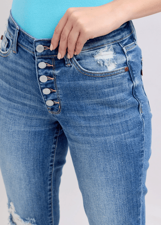 Judy Blue MR Button Fly Boyfriend - Bray and Em Boutique