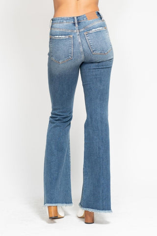 Judy Blue MR Button Fly Distressed Flare Jean - Bray and Em Boutique
