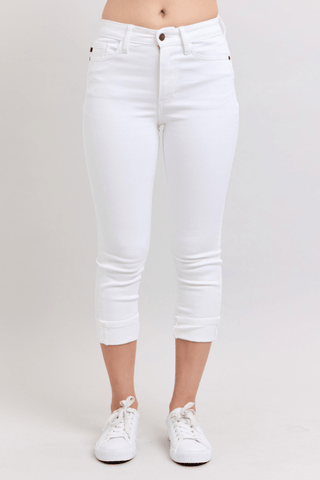 Judy Blue MR Crisp Canvas Cuffed Jeans - Bray and Em Boutique