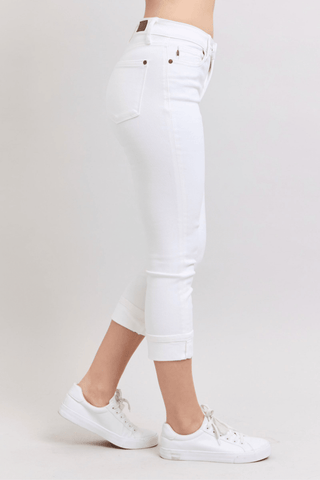 Judy Blue MR Crisp Canvas Cuffed Jeans - Bray and Em Boutique
