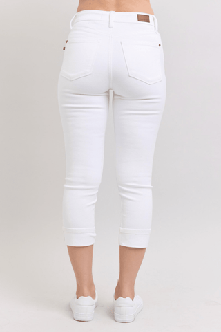 Judy Blue MR Crisp Canvas Cuffed Jeans - Bray and Em Boutique