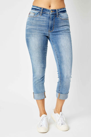 Judy Blue MR Horizon Cuffed Capri - Bray and Em Boutique