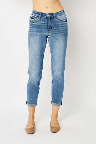 Judy Blue MR Perfect Everyday Cuffed Jeans - Bray and Em Boutique